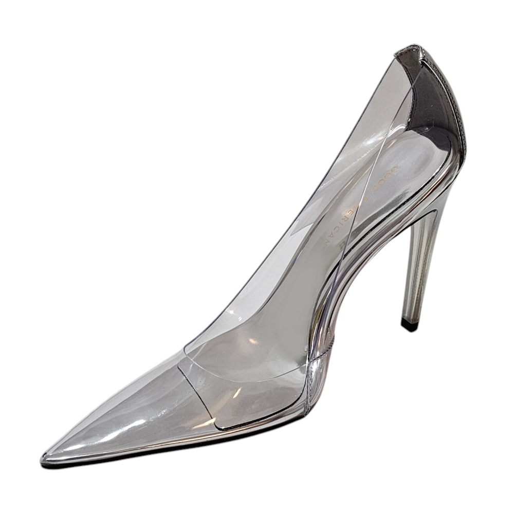 NEW IN BOX Good American Cinderella Silver Clear Pointed Toe Stiletto Heels - Picture 6 of 6
